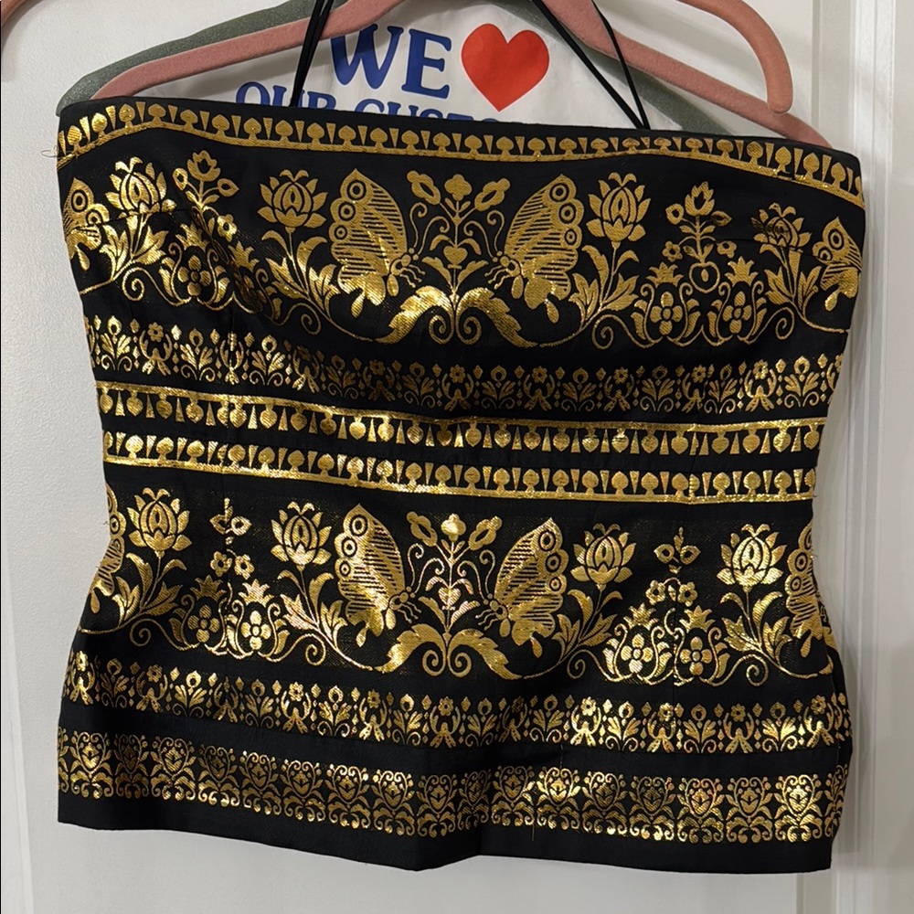Ralph Lauren Black Label Black and Gold Structured Top